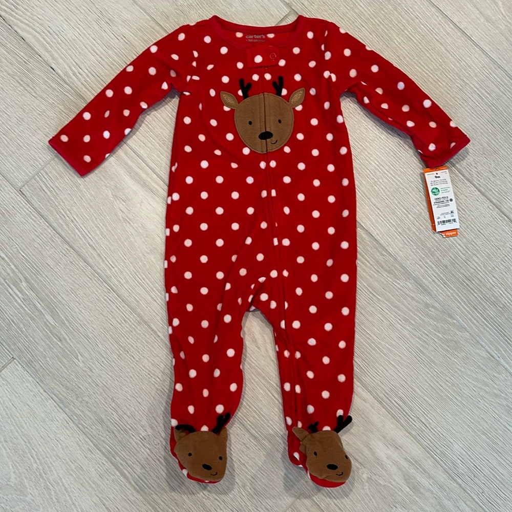 Carter’s Baby Girl Deer Christmas Sleeper Size 9 Months NEW